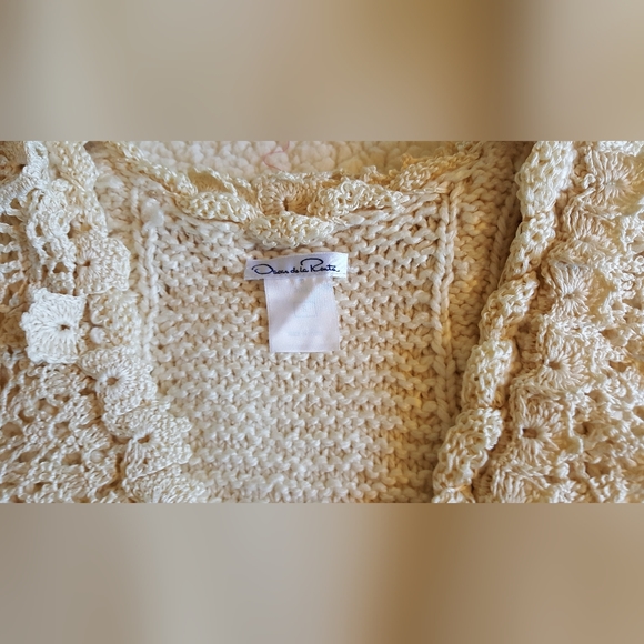 $2,200 OSCAR DE LA RENTA IVORY SILK WOOL EXCL CABLE KNIT RUNWAY BLOUSE M - Picture 7 of 13